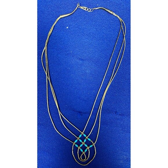 Hand Crafted Artisan Sterling Silver & Turquoise 16” Beaded Necklace! 175 - Picture 3 of 5
